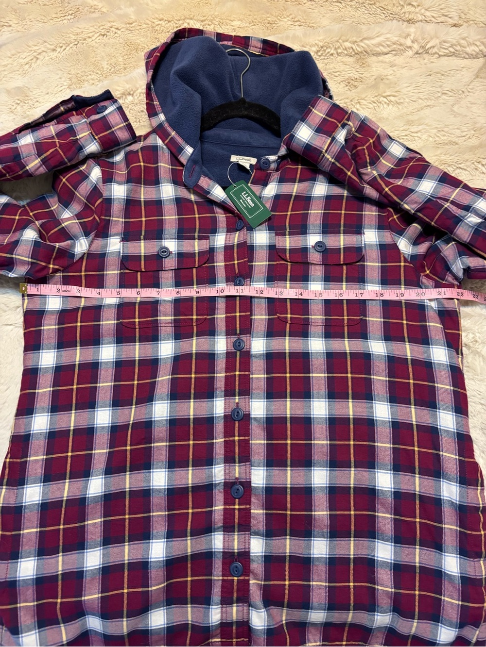 L.L.Bean Women’s S Fleece Lined Flannel Hooded Shirt Jacket Plaid NWT - Picture 5 of 7
